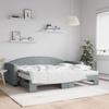Pull Out Daybed with Mattress Light Grey 90x200 cm Fabric