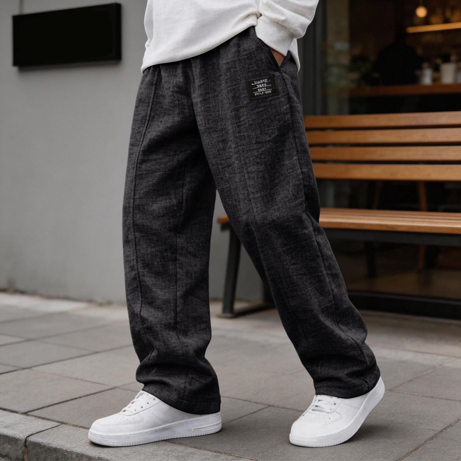 Men s Outdoor Climbing Pants, Workwear Casual Pants, Versatile -restraining Long Pants L чёрный