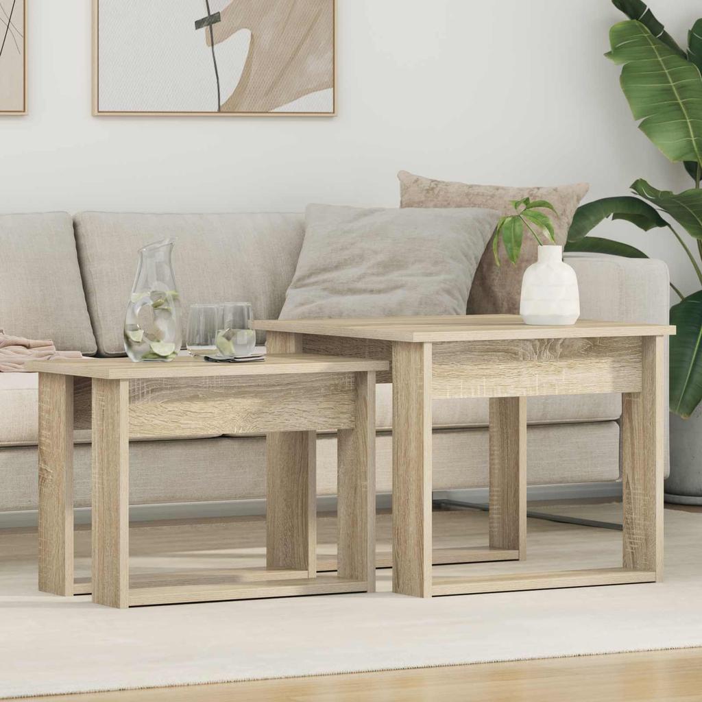 Coffee Table Set 2 Pieces Sonoma Oak 50 X 52 X 42 Cm