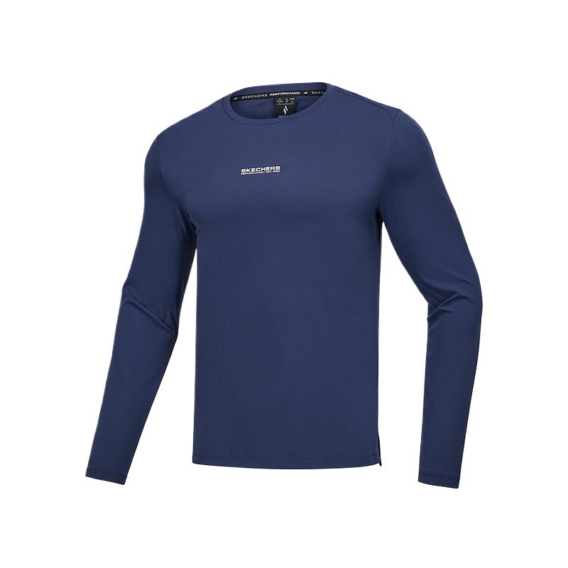 Skechers Comfortable Casual Simple Versatile Long Sleeve T-Shirt Men Tops Navy-Academy-Blue P225M143-02MZ S