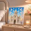 Pearl Painting 5D DIY Decorative Painting. Pearl Castle and Flying Doves. Cute Birthday Gift. Handmade Art Painting