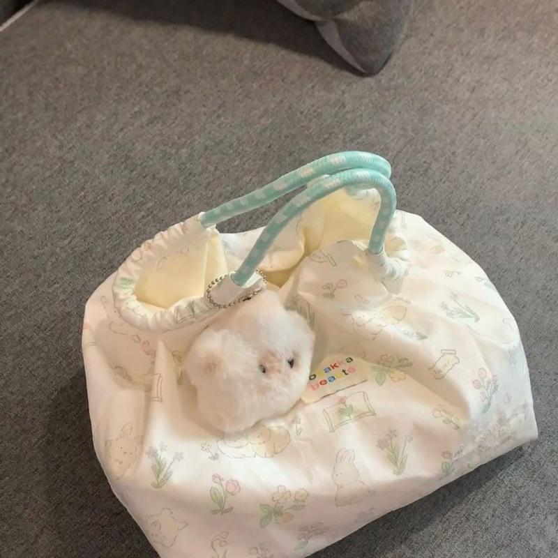 Korean Style Cartoon Rabbit Canvas Shoulder Bag - Large Capacity for Female Students