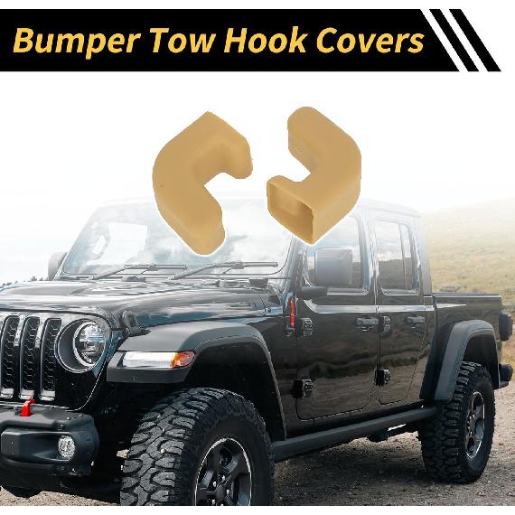 Car Bumper Tow Hook Covers for Jeep Wrangler JK JL Gladiator TJ 2007-2023 Tow Cover Cap Rubber Beige 2pcs