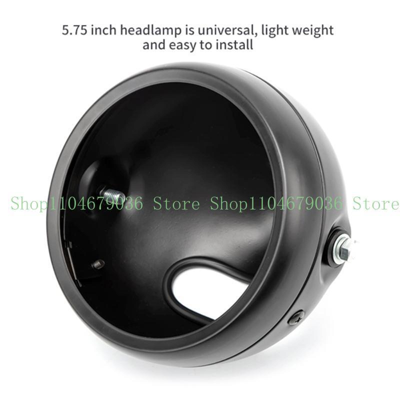 652F Motorcycle Matte Black Headlight 5.75inch Retro Bucket Motorcycle Modified Headlight Base LED Headlight for Shell