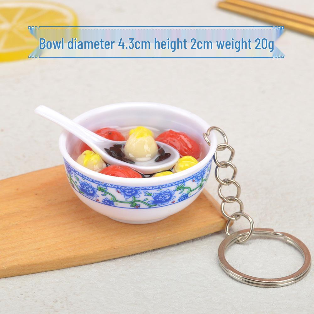 Chinese-Style Edible Toy Keychain: 4cm Simulation Food Bowl Pendant Gift