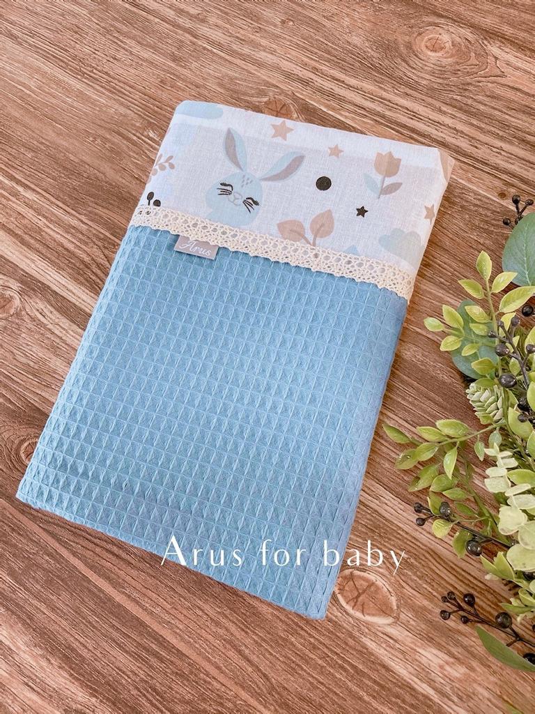 Blanket / waffle blanket 75x100 Little Boy animals dark blue