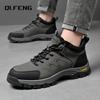 Herren Outdoor Reise Wandern Bergsteigen Schuhe Groß Echtes Leder High Top Freizeitschuhe Rutschfest Abriebfest Sneaker