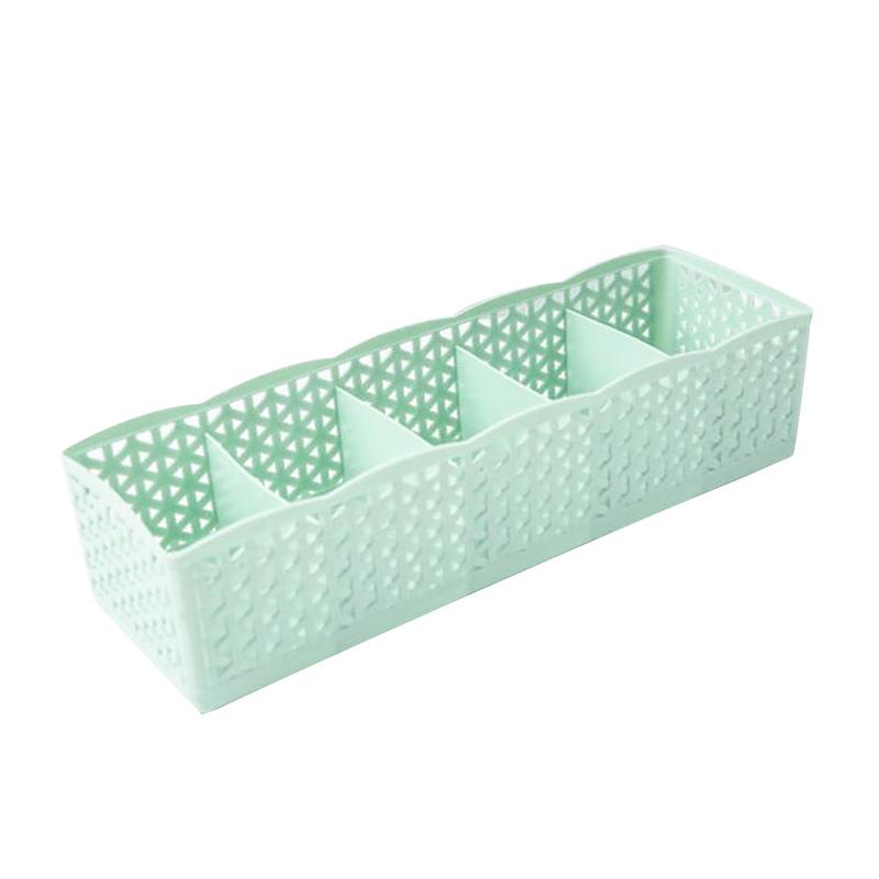 5 Cells Plastic Organizer Storage Box Tie Bra Socks Drawer Cosmetic Divider Housekeeping Container