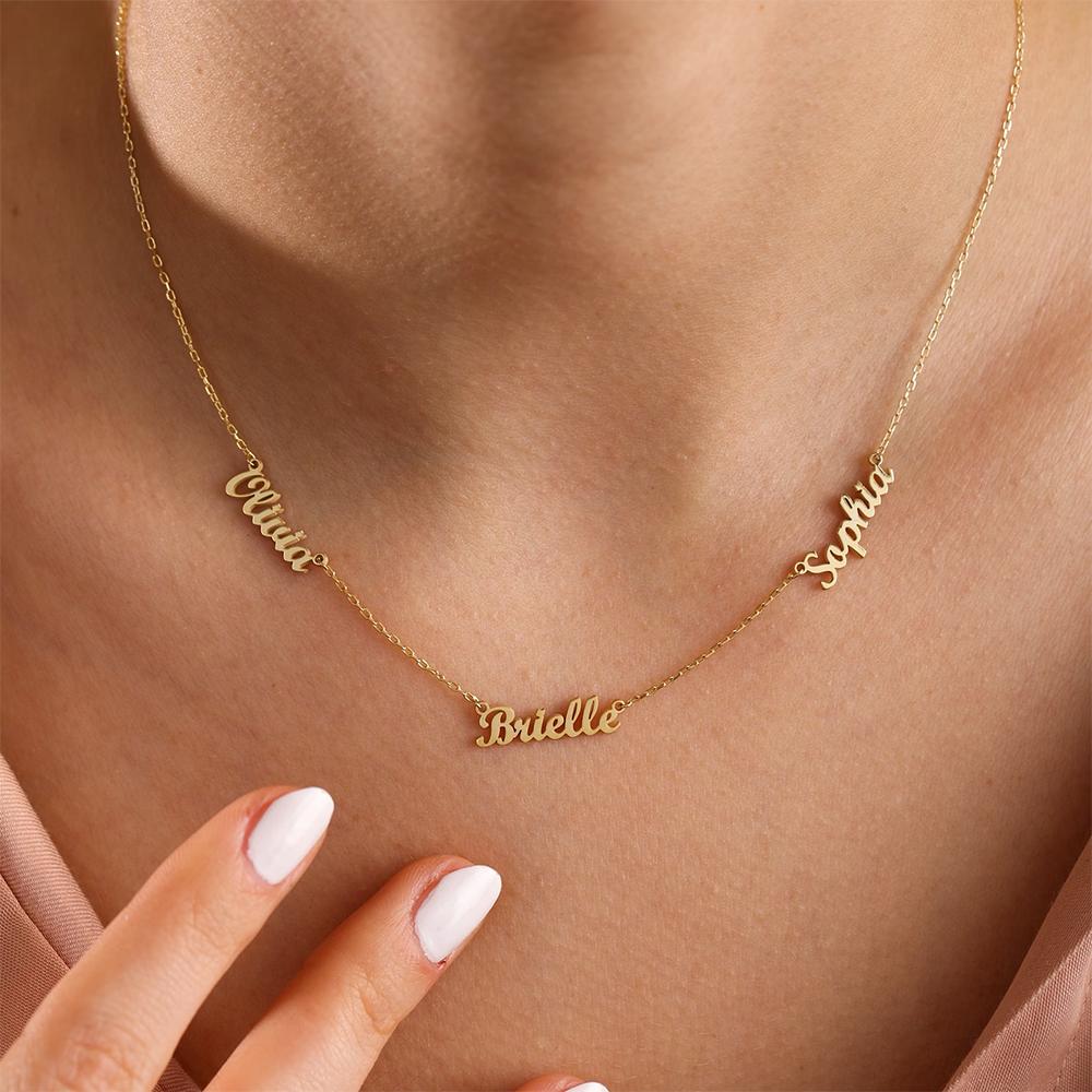 Custom Multi-Name Family Necklace Multiple Nameplated Personalized Charm Name Necklace Family Names Mama Jewelry Gift For Her