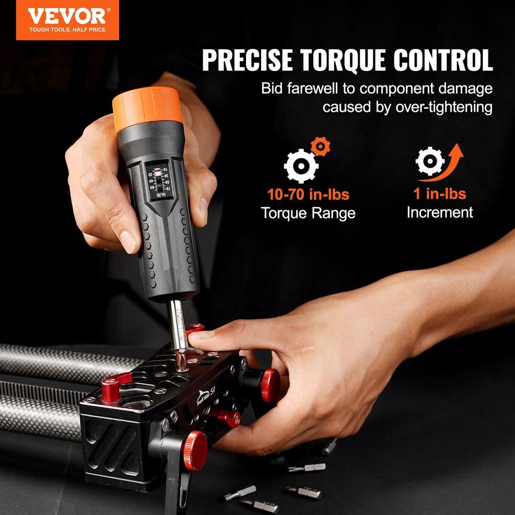 Torque Screwdriver 1/4" Range 10-70 In/lb W/ 1 In-lb Increment View Window