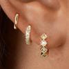 3PCS Stainless Steel Gold Color Circle Hoop Earrings Set for Women Simple Zircon Flower Stud Earring Cartilage Piercing Jewelry