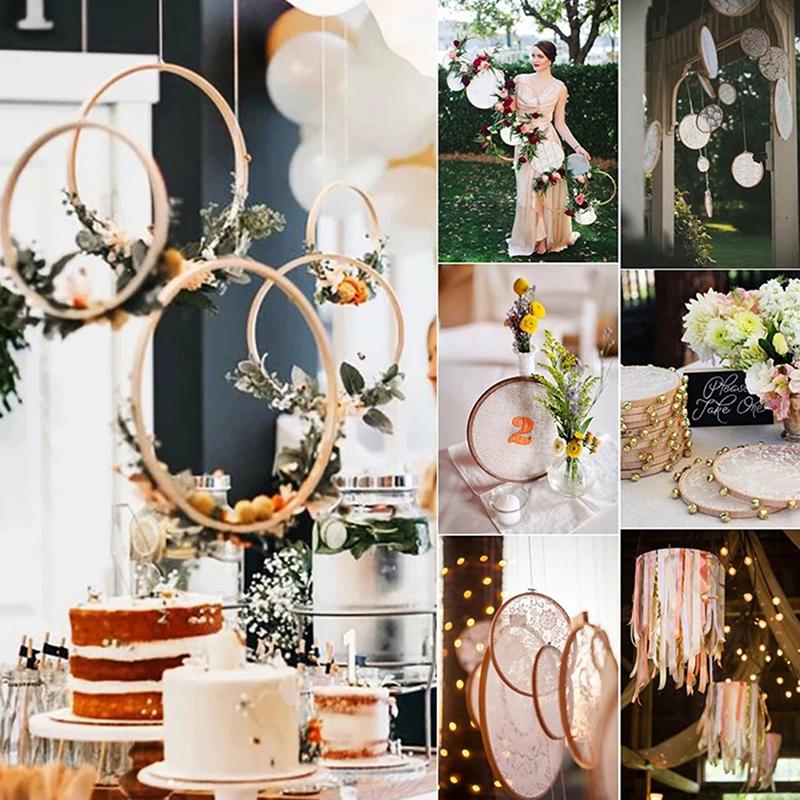 1Pc Bamboo Circle Frame Diy Dream Catcher Ring Embroidery Hoop Flower Wreath