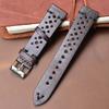 Porous Leather Watch Band 19mm 20mm 22mm 24mm Breathable Watch Strap Handmade Stitching Quick Release Watchbands Black Brown Red