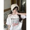 Pure Cotton Japanese Letter Printed Short-sleeved T-shirt for Men and Women Summer Style Small American Loose Top