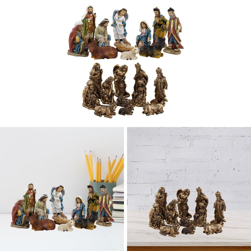 11 Christmas Nativity Figurines Set, Mini Scene, Home Decor, Statue for