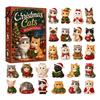 Decorative Christmas Accents Cat Advent Calendar, 24 Day Countdown with Cute Ornaments, Calendar for Boys 2D Acrylic Kitty Holiday Decorations,