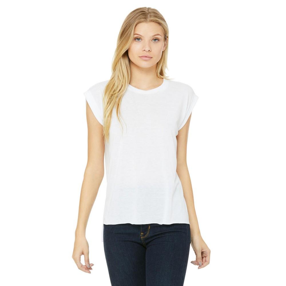 Bella + Canvas Womens/Ladies Flowy Muscle Rolled Sleeves T-Shirt