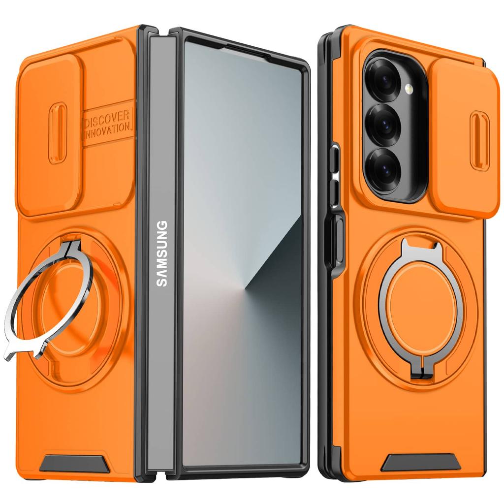 Case for Samsung Galaxy Z Fold 8 Ultra 7 6, Heavy Duty Case with Slide Camera Cover, 360° Rotatable Stand & Magnetic Car Mount