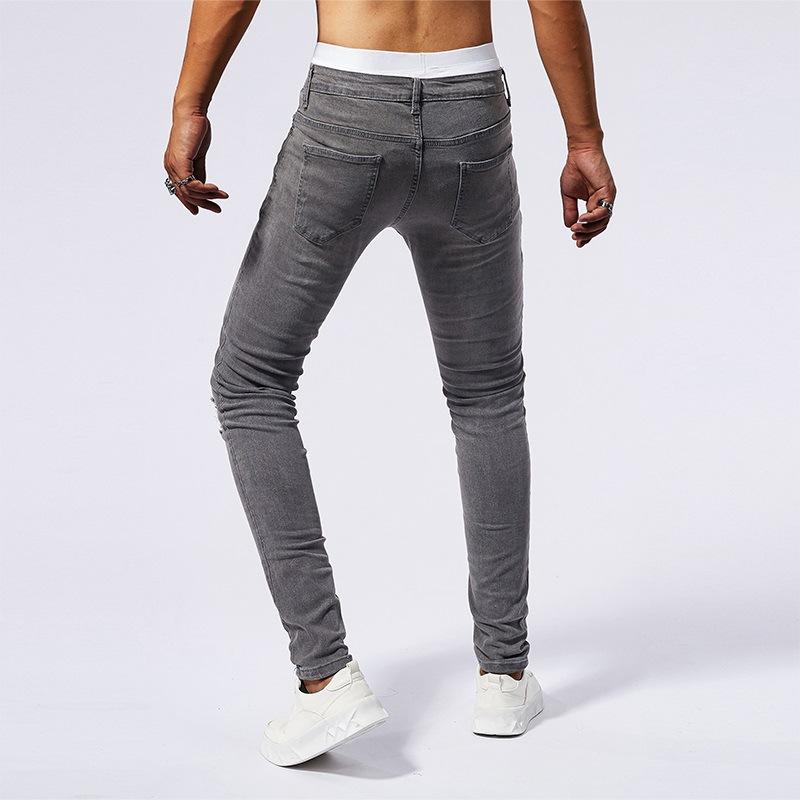 

Американские рваные джинсы с заплатками мужские зауженные прямые брюки 36 серый