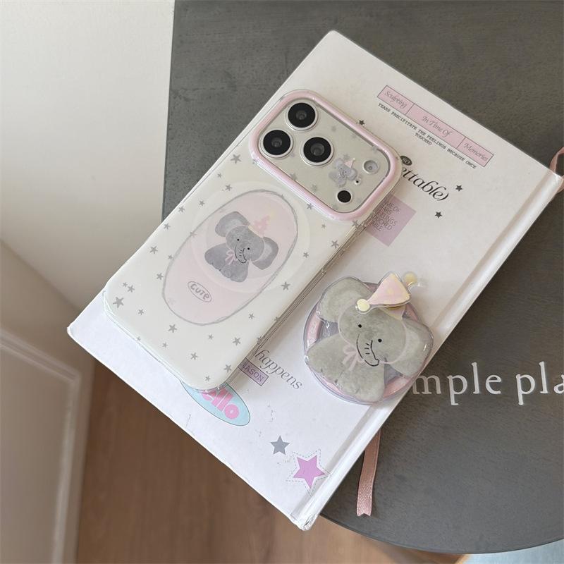 Cute Star Pink Hat Baby Elephant Magnetic Suction Bracket for iphone11Promax iPhone 11 Mobile Phone Case 11 Double Layer
