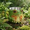 Resin Frog-Shaped Coffee Cup Anti Slip Cartoon Water Cup Safe Frog Floral Pattern Mug  Juice
