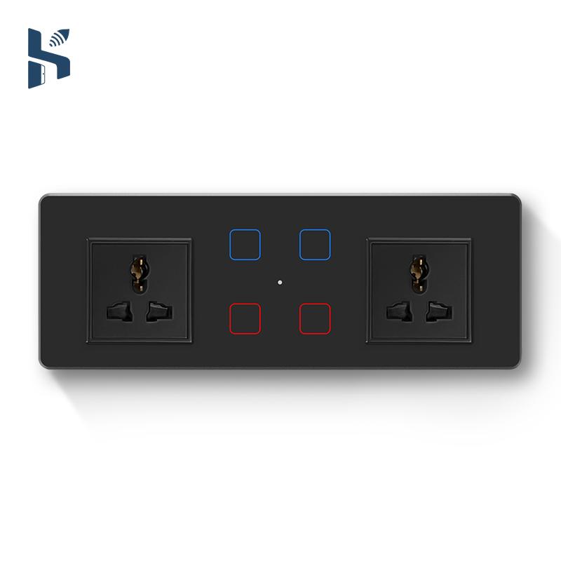 Indian Standard Smart Wall Switch & Socket Combo 6M Glass Touch Light Control WiFi for Tuya Compatible with Smart Life App