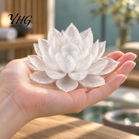 Small Decorative Figurine for Display 3D Printed Water Lily Ornament, Lotus Flower Figurine, Tabletop Colorful Gradient Table Ornament Sculpture Home