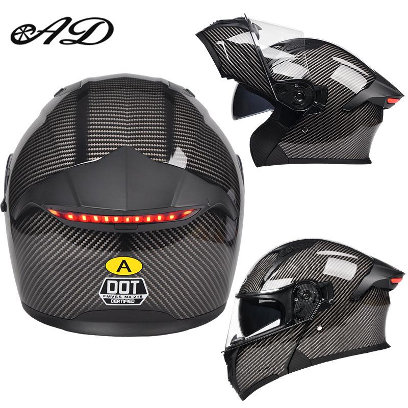DOT Certified Unisex Flip-up Motorcycle Helmet: Stylish, All-Season Safety Taillight Design