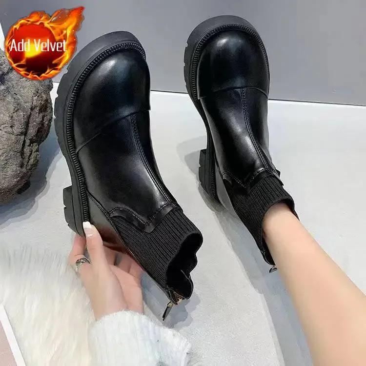 Fashion Woman Short Shoes Winter 2024 Hot Booties Round Toe Ankle Boots for Women Footwear Trend Chic and Elegant Large Size Warm Sale
