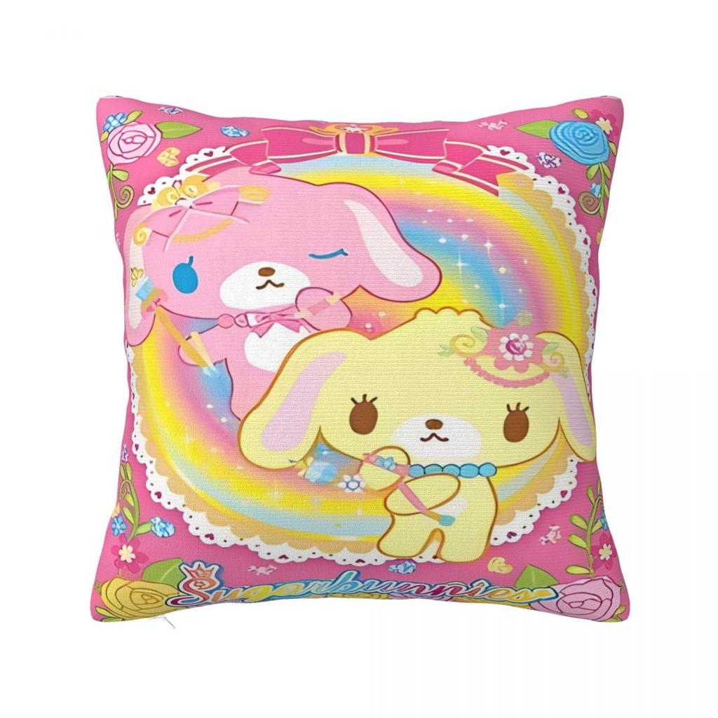 Cute Sugarbunnies Square Pillow Cases Sugar Rabbit Cushion Covers Awesome Decor Pillowcover for Car 45*45cm