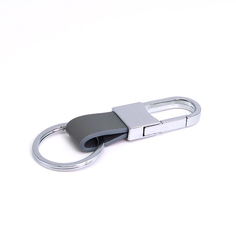 Men's Genuine Leather Car Keychain with Zinc Alloy Waist Clip and Customizable Laser Logo