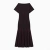 European American Women's Fashion: Solid Color Boat Neck Short Sleeve Patchwork Dress