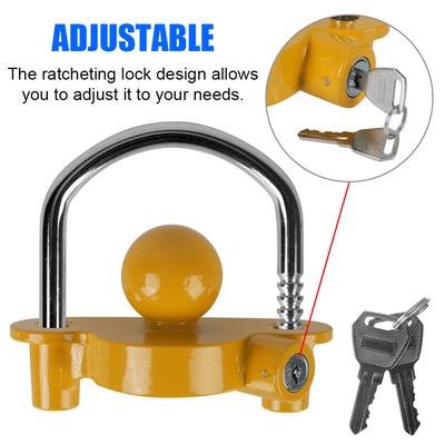 Universal Trailer Coupler Hitch Lock Tow Ball Security Anti-Theft Adjustable Heavy-Duty Caravan Accessories