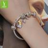 Gold Plated Daisy Bee Diy Bracelet Beaded, Flower Button Head S925 Sterling Silver Pendant Accessories