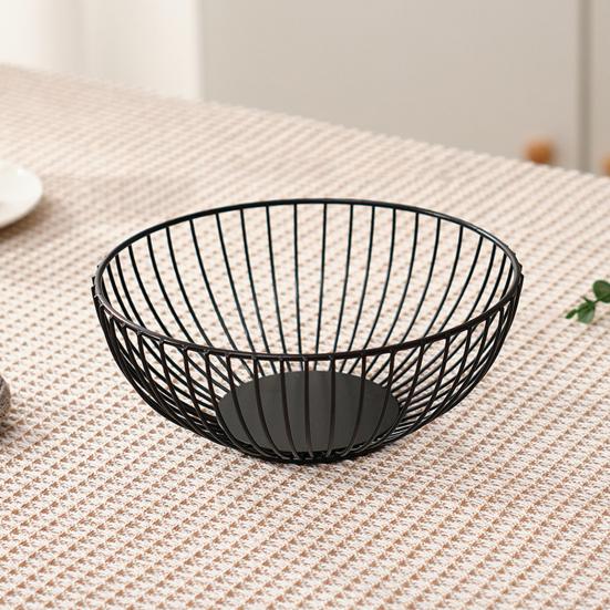 Household Fruit Plate Thickened Iron Fruit Bowl with Large-Capacity Draining Design for Kitchen Countertop Storage Anti-Rust Snack Basket Creative