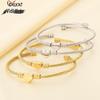 European American Heart-Shaped Open Stainless Steel Bracelet - Silk Rope Cable Wire Design for Women