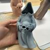 Ghost Skull with LED Tea Lights Halloween 3D Printed Skeleton Ghost Lamp Battery Operated Flickering Flameless Night Light for Home Table Decor