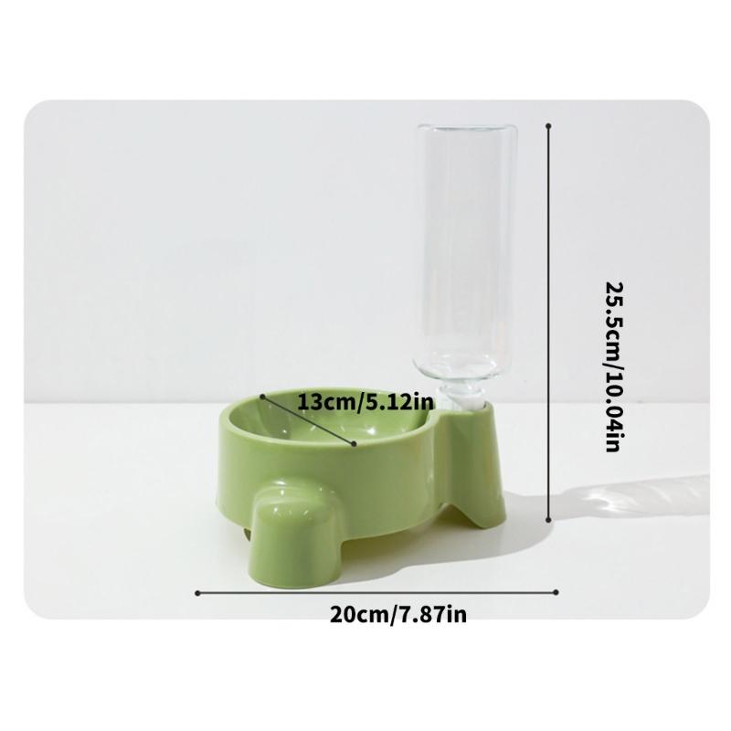 Automatic Refilling Pet Water Bowl Dish Set With 500ml Bottle Removable Tray Anti Tip Base For Small Animals