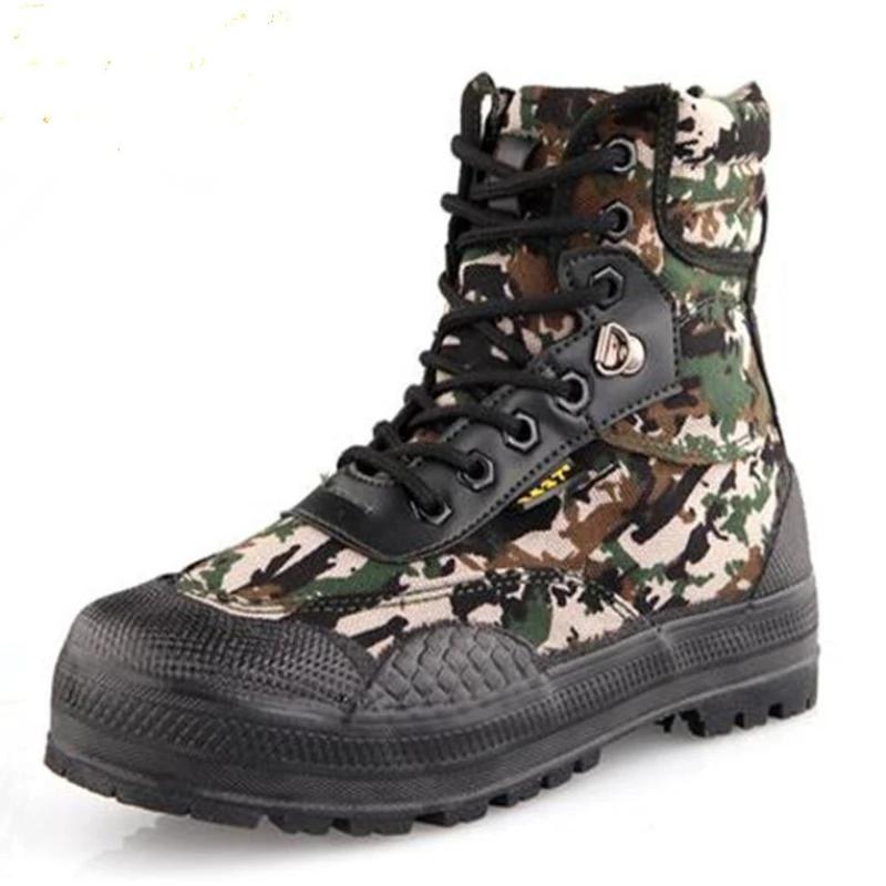 Good quality New Men Desert Boots Men Tactical Lace Up Canvas Camouflage Rubber  Boots Size 38-44