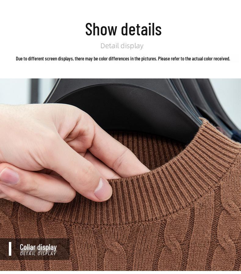 Hochwertiger Herren-Strickpullover mit gesticktem Pony-Logo, warm und dick - Herbst/Winter, Rundhals-Pullover