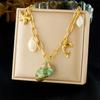 316L Stainless Steel Exquisite Green Conch Starfish Dolphin Shell Pendant Necklace Women Leisure Vacation Neck Chain