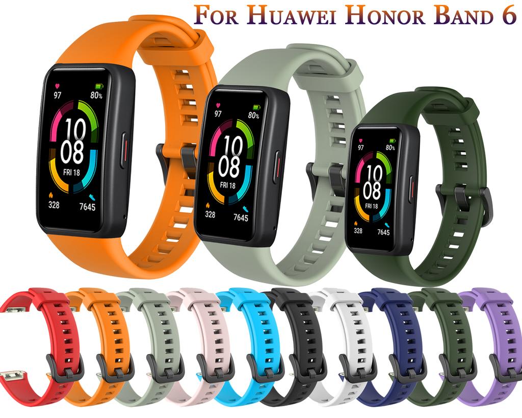 Sport Silicone Watch Band for Huawei Honor Band 6 Smart Watch Wristband Replacement Original Soft Strap for Huawei  6 Band