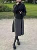 Butterfly Treasure Deep Gray Chunky Knit Stand Collar Cardigan for Women - Cozy Autumn/Winter Loose Fit Top