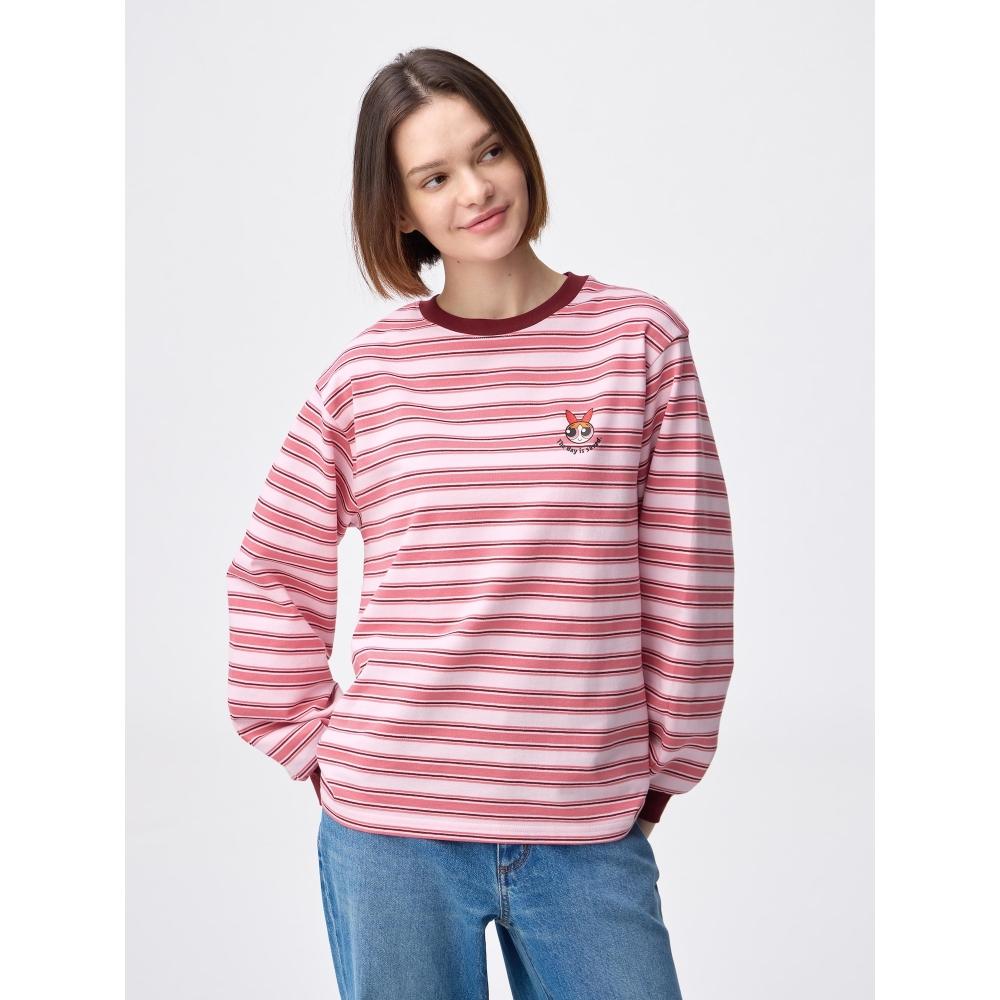 

Gu By Uniqlo LighT SweaT Border T С длинным рукавом The Powerpuff Girls 12 PINK/S