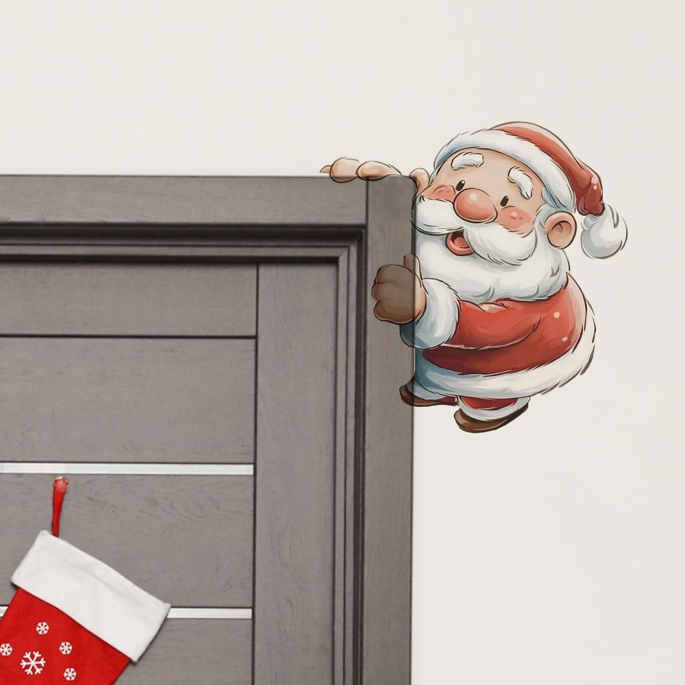 Aquarell Niedlicher Weihnachtsmann Heimhintergrund Eckverschönerungsaufkleber