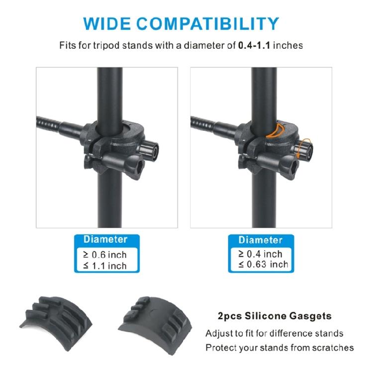 Adjustable Gooseneck Smartphone Holder Portable Phone Stand with Secure Lock Plastic Texture for Microphone Stands