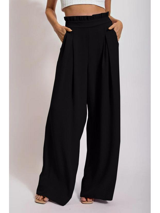 2025 Summer Fashion Casual Solid Color Women s Long Pants Large чёрный