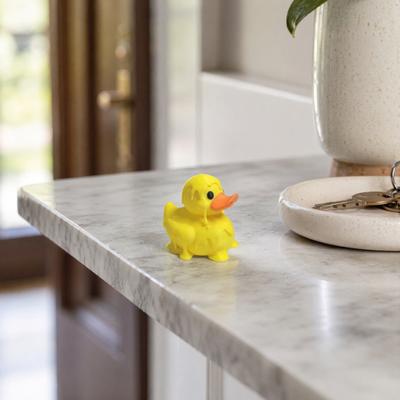 Yousheng 3D Printed Melting Yellow Duck Figurine, Cute Funny Desktop Decor, Bright Yellow Mini Ornament for Desk Bookshelf &