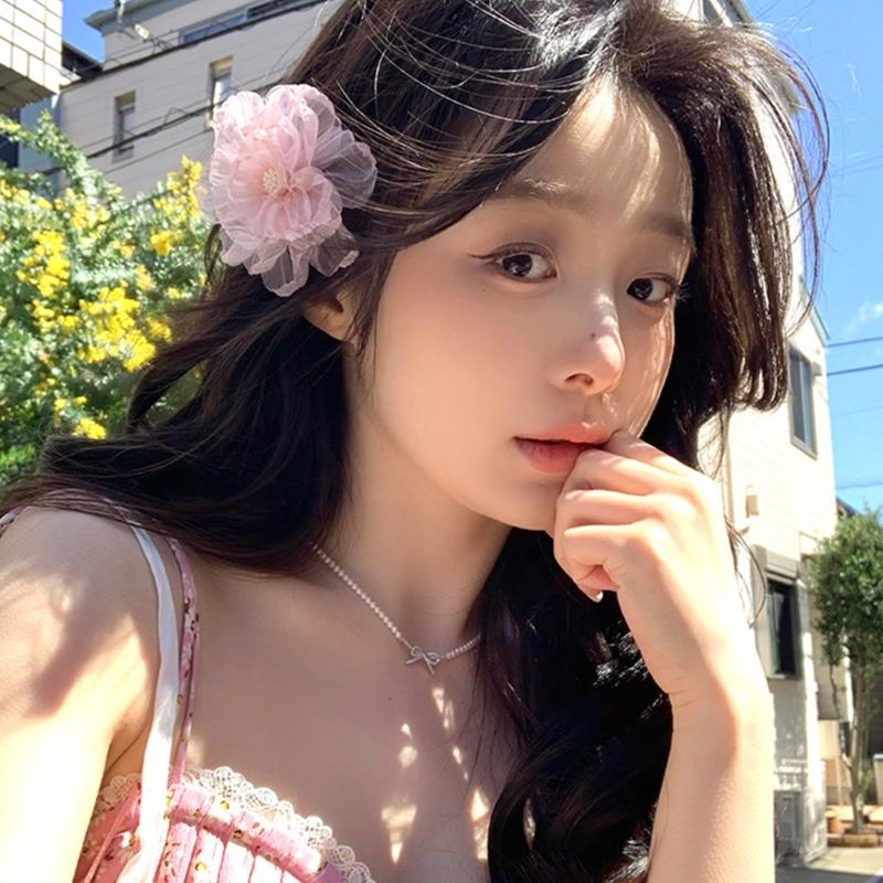 Tulle Flower Hair Clips Flower Hair Barrette Flower Alligator Duckbill Clips Decorative Hair Accessories for Beach Party