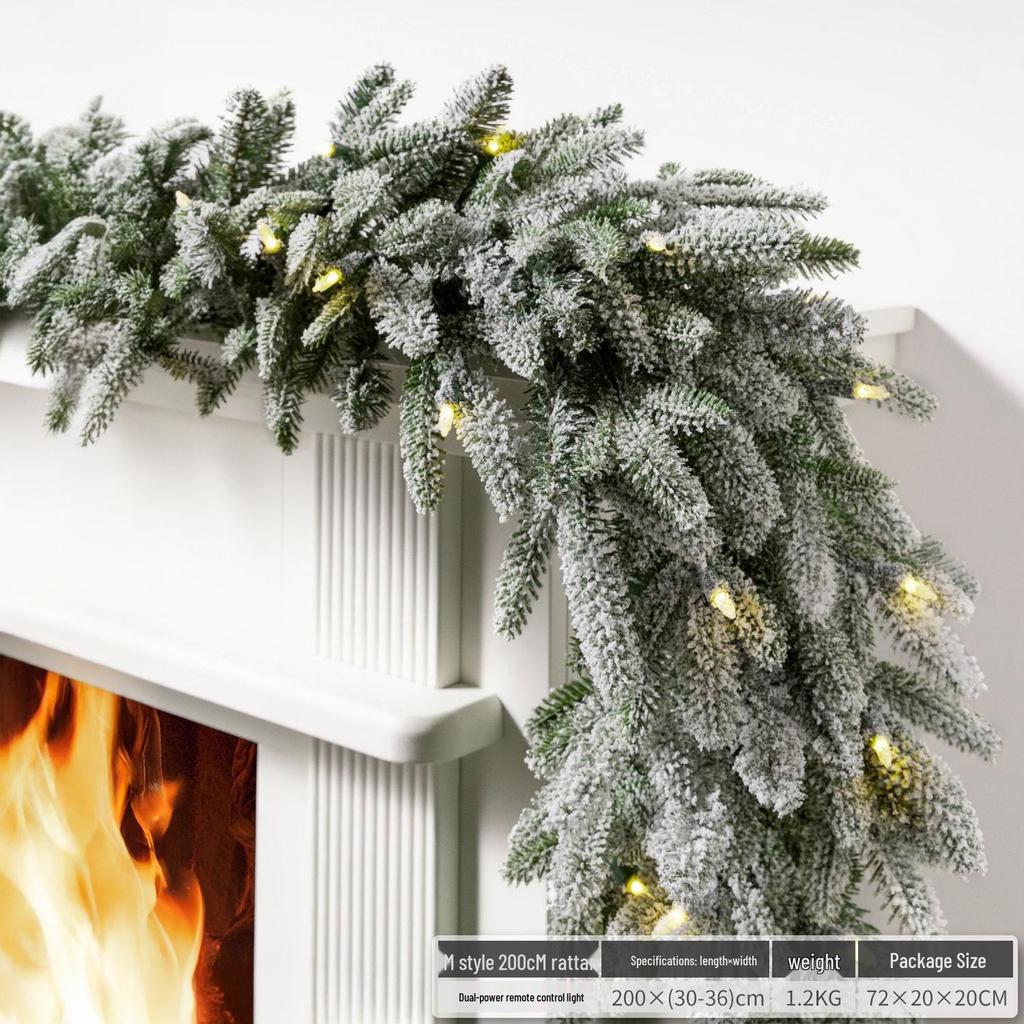 Christmas Glimmer: Garland Set for Tree, Window, and Fireplace with Flocked Leaf Ornaments